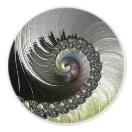Psychedelic Fantasy Spiral Fractal Ceramic Knob Knopp