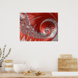Psychedelic Fantasy Stripe Red White Spiral Poster