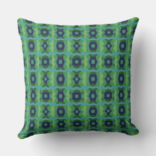 Psychedelic Färg Block Patchwork Grönt Blue Kudde