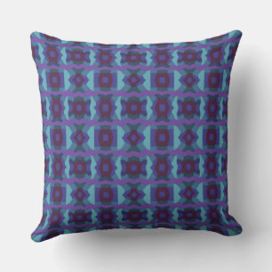 Psychedelic Färg Block Patchwork Lila Teal Kudde