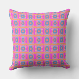 Psychedelic Färg Block Patchwork Rosa Orange Teal Kudde