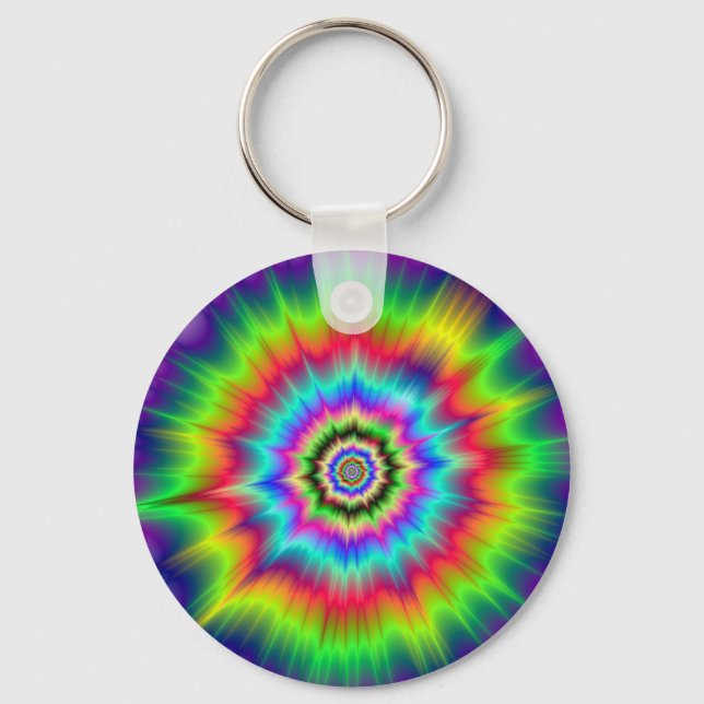 Psychedelic Färg Explosion Nyckelring (Framsida)