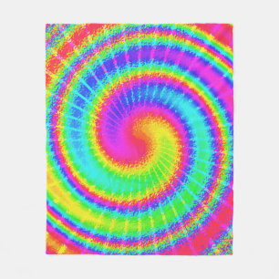 Psychedelic färgrikt för Retro 70-talTieDye Hippie Fleecefilt