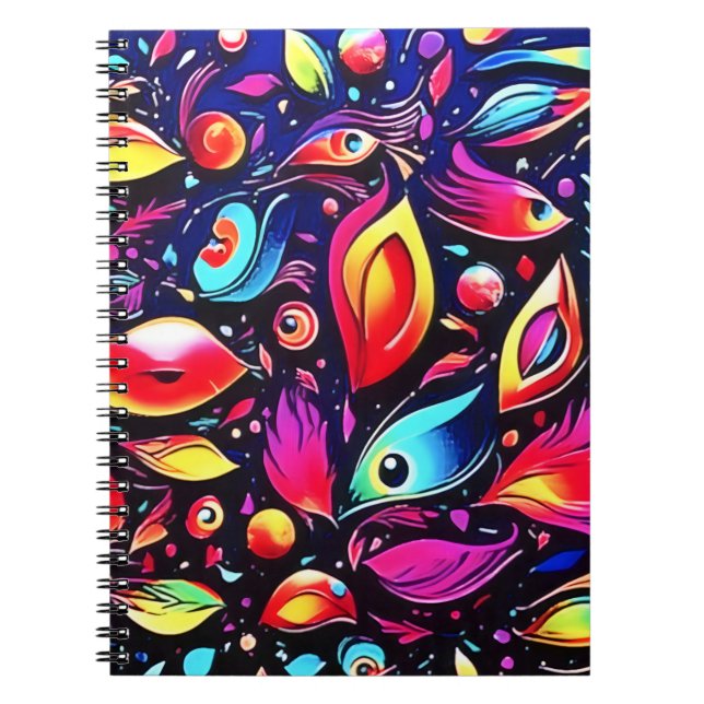 Psychedelic Feather Dream Anteckningsbok (Framsidan)