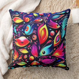 Psychedelic Feather Dream Kudde