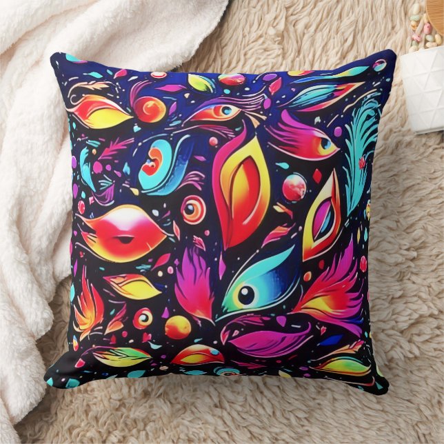 Psychedelic Feather Dream Kudde (Filt)