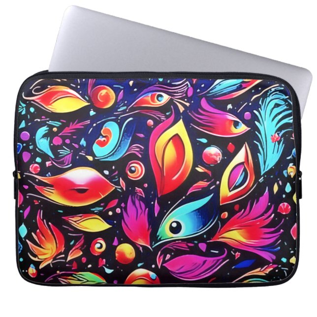 Psychedelic Feather Dream Laptop Fodral (Framsidan)