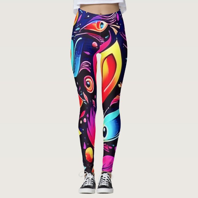 Psychedelic Feather Dream Leggings (Framsida)