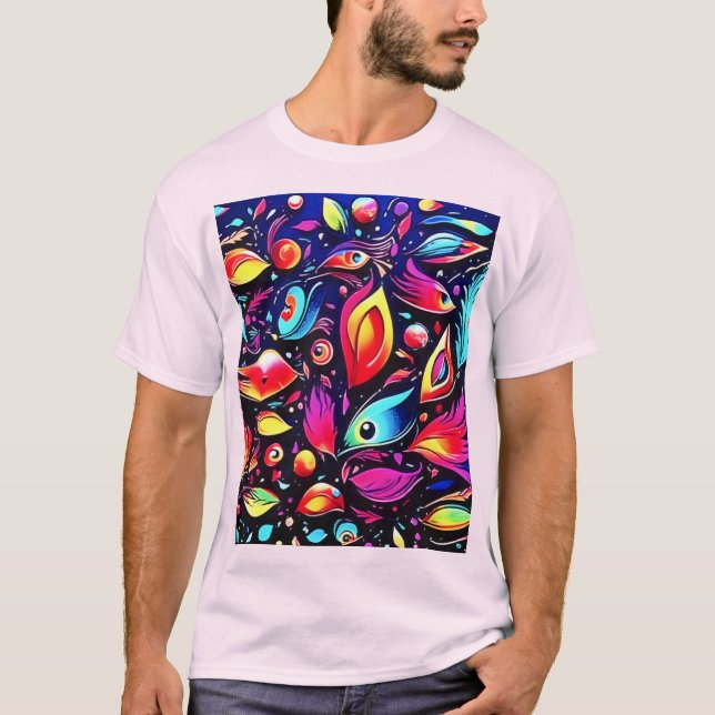 Psychedelic Feather Dream T Shirt (Framsida)