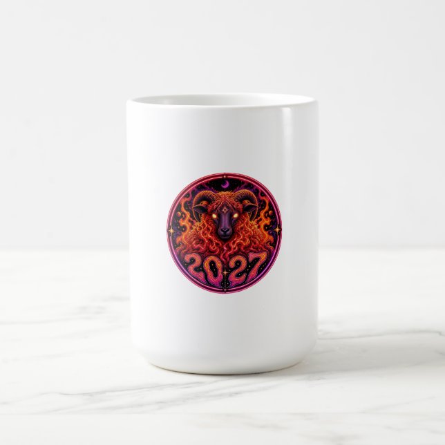 Psychedelic Fire Ram Väduren  Kaffemugg (Center)