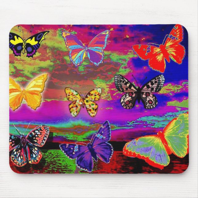 psychedelic fjärilar Mousepad Musmatta (Framsidan)