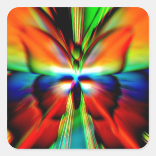 Psychedelic fjärilsFractal Fyrkantigt Klistermärke
