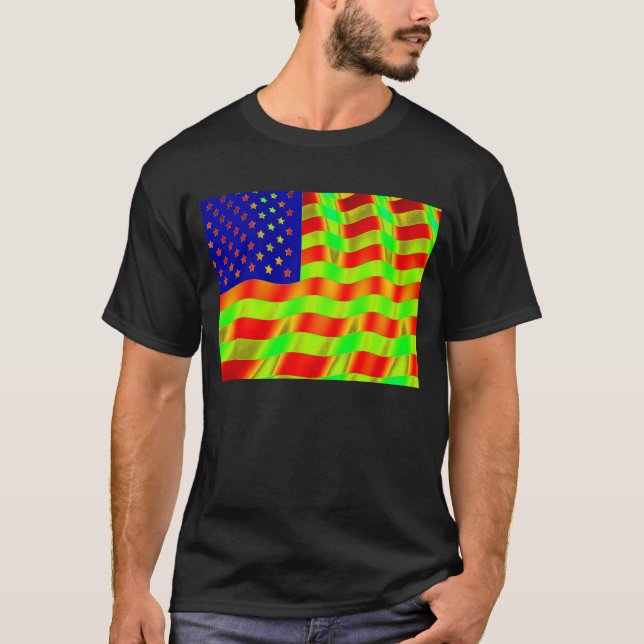 Psychedelic Flagga Shirt Tee Shirt (Framsida)