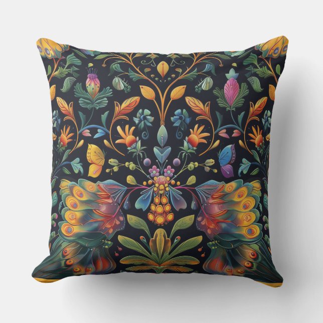 Psychedelic Flight Tapestry Botanical Kudde (Framsida)