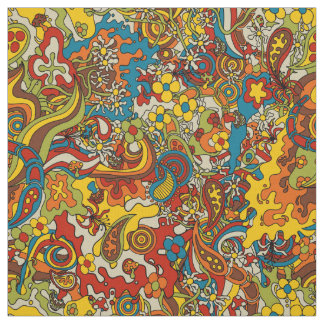 psychedelic flow, retro 70s fabric tyg