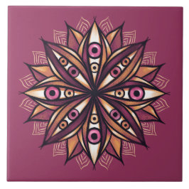 Psychedelic Flower Art med Trippy Creepy Ögon Kakelplatta