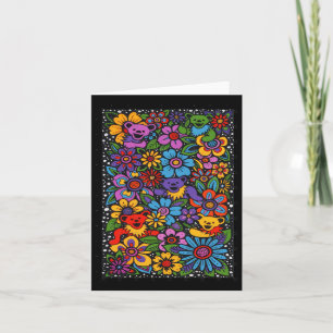 Psychedelic Flowers Dancing Bears Färgad tackefu Kort