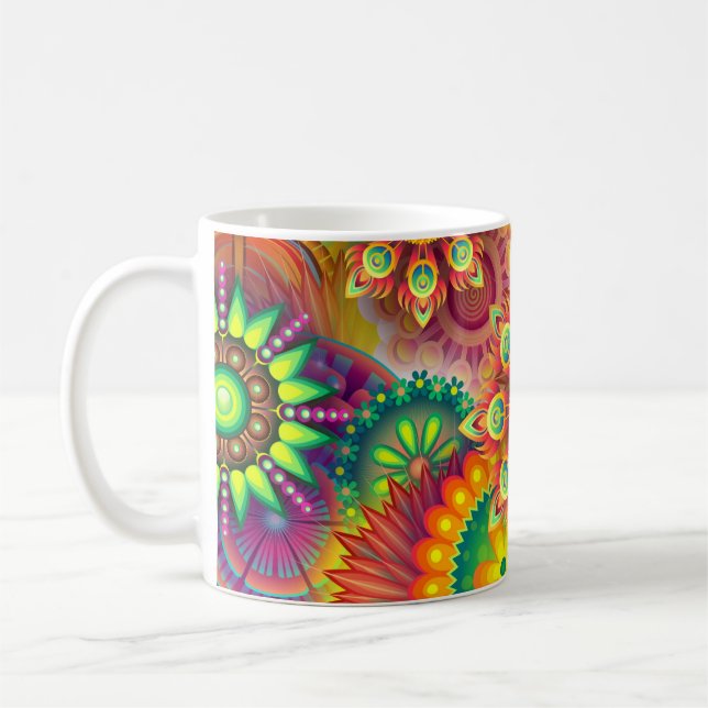 Psychedelic Flowers Kaffemugg (Vänster)