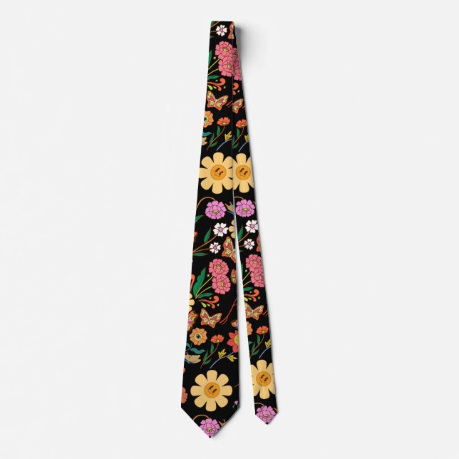 Psychedelic Flowers Mönster x4 Black BG Slips (Framsida)