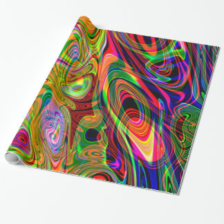 Psychedelic fluorescerande abstrakt Twirls Presentpapper