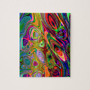 Psychedelic fluorescerande abstrakt Twirls Pussel