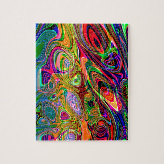 Psychedelic fluorescerande abstrakt Twirls Pussel (Vertikal)