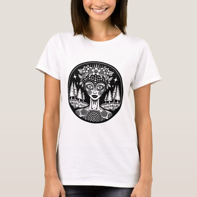 Psychedelic Forest Deity T Shirt (Framsida)