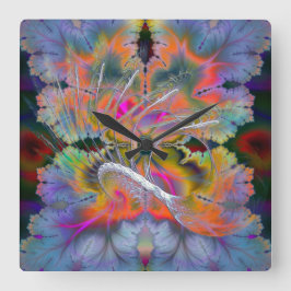 Psychedelic Fractal för svanesång Fyrkantig Klocka