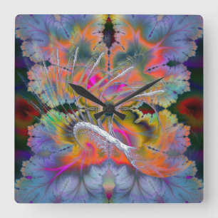Psychedelic Fractal för svanesång Fyrkantig Klocka