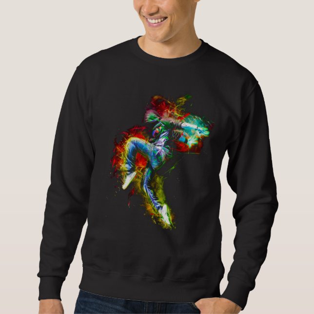 Psychedelic Fractal Hip hop Breaker Dancer Lång Ärmad Tröja (Framsida)
