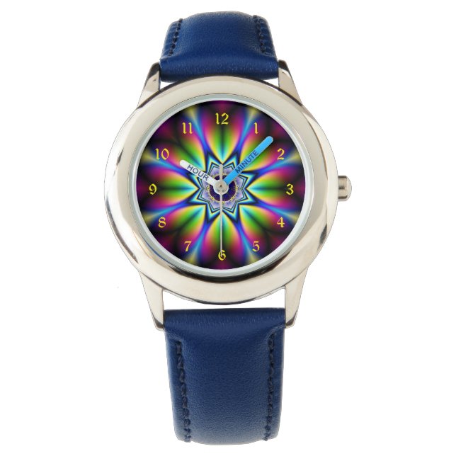 Psychedelic Fractal Kaleidoscope Armbandsur (Framsida)