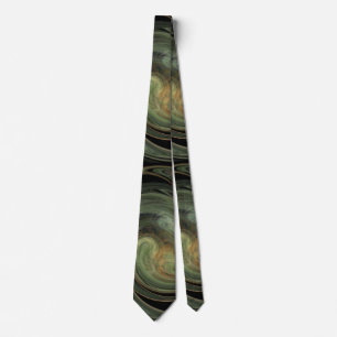 PSYCHEDELIC FRACTAL LIGHT VORTEX Black Grått Gult Slips
