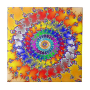 Psychedelic Fractal Spiral Kakelplatta