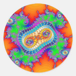 Psychedelic Fractal Spiral Runt Klistermärke