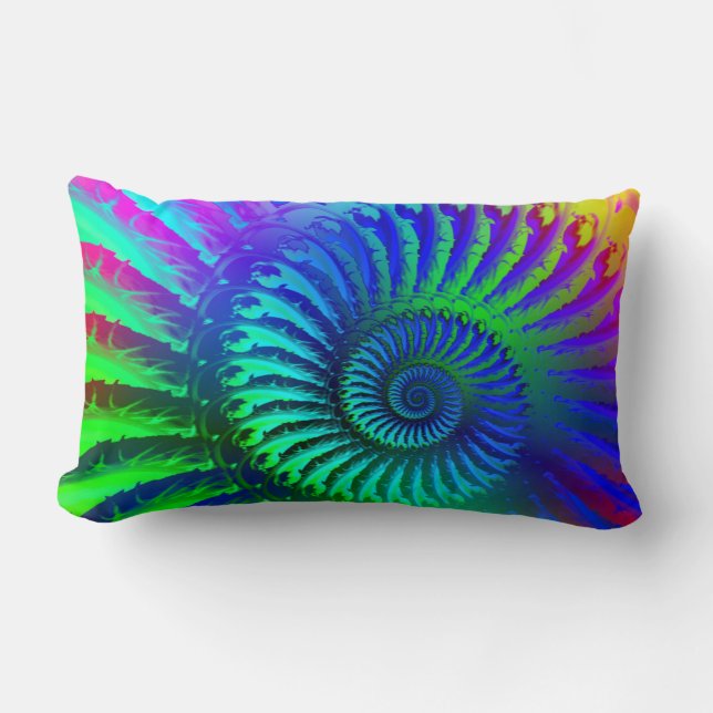 Psychedelic Fractalblåttmönster Lumbarkudde (Framsida)