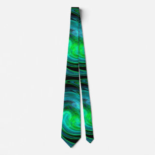 PSYCHEDELIC FRAKTAL LIGHT VORTEX,Svart blå Grönt Slips
