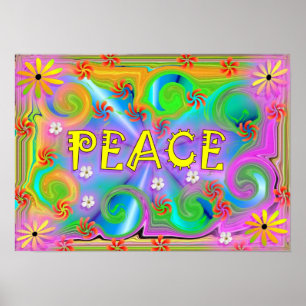 Psychedelic fredaffisch poster