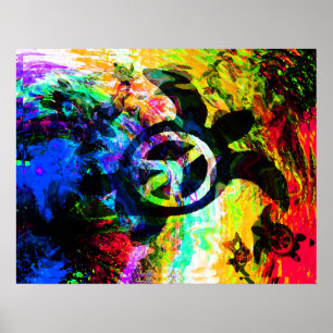 Psychedelic fredsköldpaddaaffisch poster