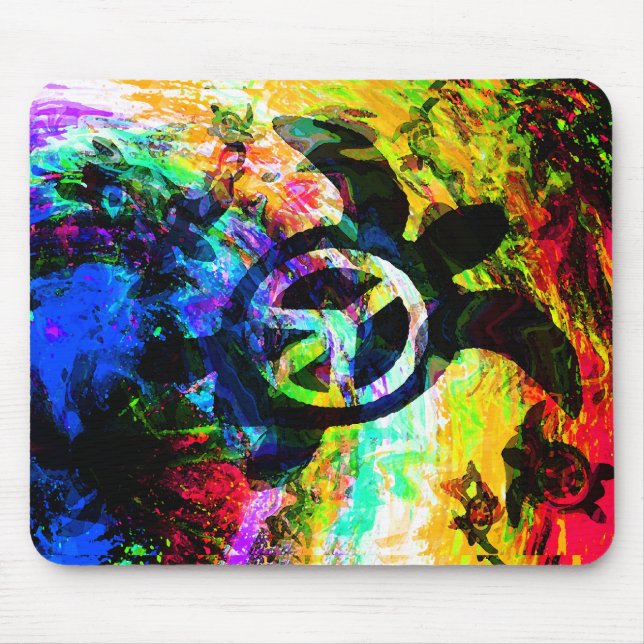Psychedelic fredsköldpaddor Mousepad Musmatta (Framsidan)