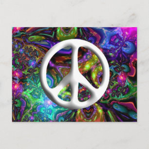 Psychedelic Fredstecken 60 s Hippy-Chic Vykort