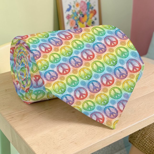 Psychedelic Fredstecken Anpassad Slipsknyt Slips (Skapare uppladdad)