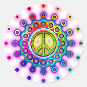 PSYCHEDELIC FREDSTECKEN RUNT KLISTERMÄRKE