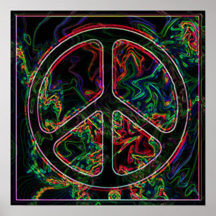 psychedelic fredsteckenaffisch poster