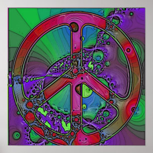 psychedelic fredsteckenaffisch poster