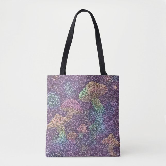 Psychedelic Fungi Galaxy - Tote Bag Tygkasse (Framsida)