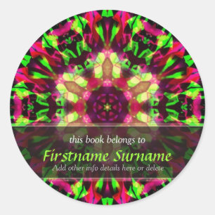 Psychedelic Funtimes Art Bookplåtsetikett Runt Klistermärke