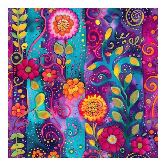 Psychedelic Garden - Stollig i Bloom Fototryck