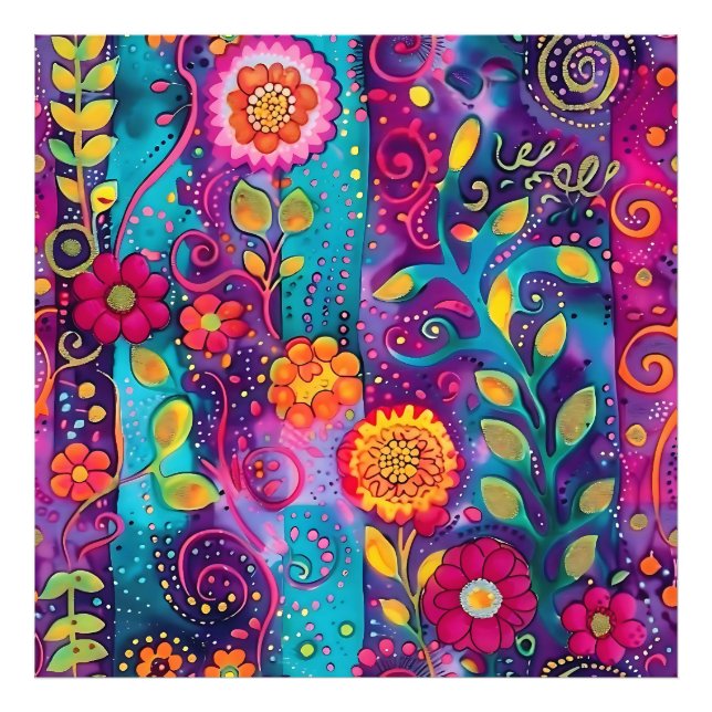 Psychedelic Garden - Stollig i Bloom Fototryck (Framsidan)