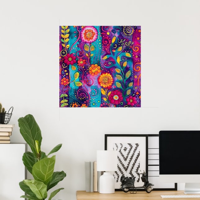 Psychedelic Garden - Stollig i Bloom Poster (Hemmakontoret)