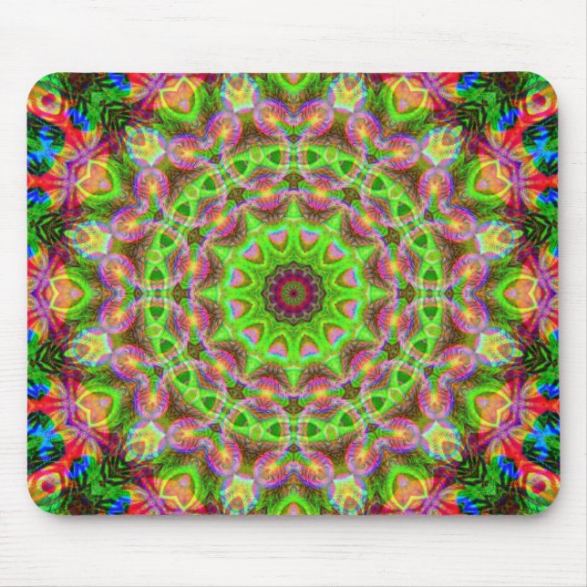 Psychedelic Geometric Mandala Boll Mousepad Musmatta (Framsidan)